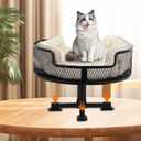 FAHKNS Cat Desk Bed, Metal Mesh Design Raised Cat Bed with Rubber Absorbent Feet to Protect Desktop, Pet Desk Bed with 45LB Weight Capacity