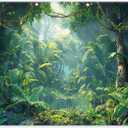Fabric 10x8ft Jungle Forest Photography Backdrop Rainforest Tropical Natural Scenery River Background Summer Adventure Party Decorations Photo Banner Props