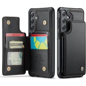 Vinich for Samsung Galaxy S25 Plus Wallet Case with Card Holder, RFID Blocking Credit Slots Kickstand Shockproof Phone Cover for Women Men, Black