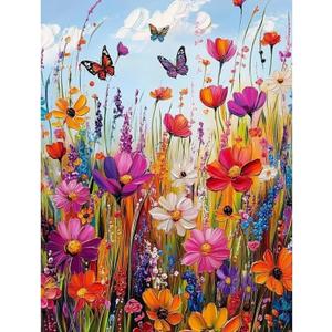 ossomo Diamond Painting Kits for Adults, DIY 5D Full Drill Colorful Colorful Flower Sea Butterfly Dance Diamond Art Kits Diamond Dots Pictures Perfect for Relaxation and Home Wall Decor 30x40cm
