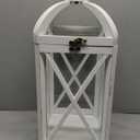 HD Designs Small Metal & Wood Lantern - White