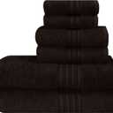 BOUTIQUO 6 Pack Cotton Towel Set, Contains 2 Bath Towels 28x55 inch, 2 Hand Towels 16x24 inch & 2 Wash Coths 12x12 inch, Ideal Everyday use, Ultra Soft Compact & Lightweight - Chocolate Brown