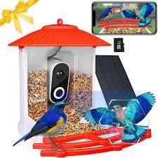 Smart Bird Feeder with Camera, Solar Powered Birds Watching Camera, 2K Night Vsion, AI Identify, Auto Capture & Live Video Watch Birds, Built-in TF, Ideal Gift for Outdoor Bird Watching Lover