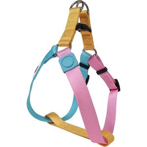 Tri-Color Harness for Medium Dog, Adjustable Step-in Design No Pull Dog Harness No Pull, Heavy Duty Puppy Harness, Easy Walk Medium Size Dog,M: 3/4''''W x Chest 19''- 25''' (Blue Pink Orange)