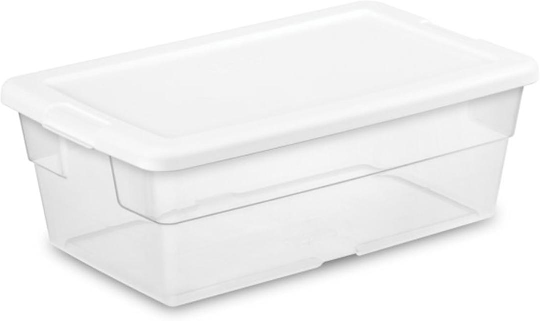 Sterilite 24-Pack 6 Quart Storage Box, Stackable Clear Plastic Bins with Snap-On Lids - Heavy-Duty Organizing Containers for Closet, Bathroom, and Office