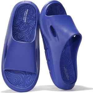 Project Cloud Mens Sandals - Lightweight and Flexible EVA Recovery Slides for Men with Ultra Bouncy Latex Insole - Comfortable Water Resistant Slippers for Men Footwear (Dean) (10, Blue)