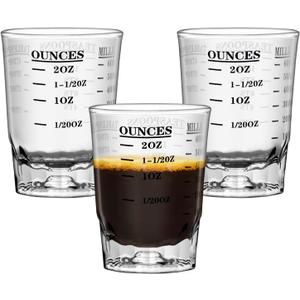 2 OZ 4 Features Shot Glasses Measuring cup Liquid Heavy Glass Wine Glass Espresso Shot -Incremental Measurement Heavy 60ML (3, Black)