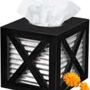 Autumn Alley Barn Door Square Farmhouse Tissue Box Cover in Black and Galvanized  Farmhouse Bathroom Accessories  Rustic Bathroom Dcor Tissue Holder | Wood Galvanized Tissue Box Cover