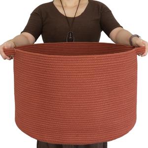 Extra Large Cotton Rope Basket Blankets Basket Living Room 22"x14" Toy Baskets for Kids and Dogs Rope Storage Baskets for Nursery Woven Laundry Baskets for Clothes Towels Baby Toy round rustic