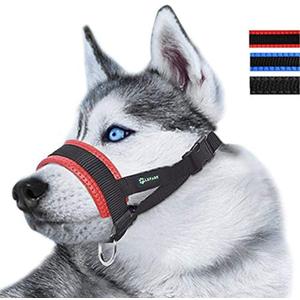 Dog Muzzle for Small, Medium, Large Dogs Prevent from Biting, Barking and Chewing, Adjustable Loop (M/Red)