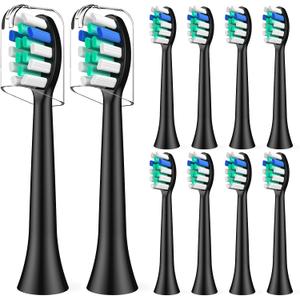 Toothbrush Heads Replacement Compatible with Rtauys S5 Sonic Electric Toothbrush, 10 Count, Black