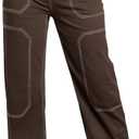 Sidefeel Women's Cargo Jeans Casual Loose Mid Rise Wide Leg Denim Pants 10