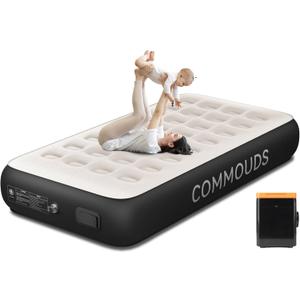COMMOUDS Twin Air Mattress with Built-in Battery Powered Removable Pump, 13" High Inflatable Mattress, Portable Blow up Mattress, Air Bed for Camping, Home and Guest