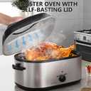 SUNVIVIPRO Roaster Oven 28 Quart, Electric Turkey Roaster with Self-Basting Lid, Removable Pan & Rack, Variable Temp Control, Stainless Steel Silver, 28QT