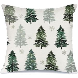 AACORS Christmas Pillow Cover 16X16 Inch Christmas Tree Snowflake Decoration Holiday Farmhouse Winter Pillow Case Decor for Home Sofa Couch (Green) AA223-16