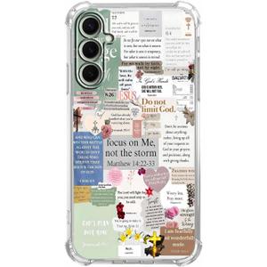 Christian Quotes Aesthetic Vintage Jesus Bible Verse Collage Pattern,Soft TPU Bumper Case for Samsung Galaxy S25+,#2