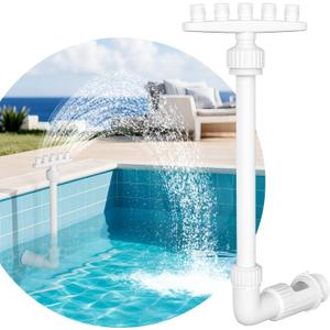 Adjustable Pool Fountain with 5 Spray Heads  360 Direction Control, Energy-Efficient Cooling Waterfall Sprinkler & Aerator for Above/In-Ground Pools  Decorative Water Feature (White-2)