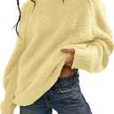 Beaully Women's Oversized Long Sleeve Crewneck Fuzzy Knit Warm Sweaters 2025 Fall Pullover Sweater Tops (Medium, Light Yellow)