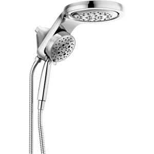 Delta 5-Setting HydroRain 2-in-1 Dual Shower Head, Chrome High Pressure Shower Head with Handheld Spray, 2.5 GPM Flow Rate, Lumicoat Chrome 58680-PR25