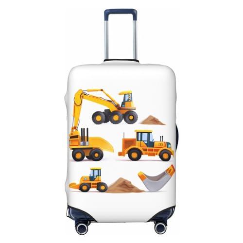 YouQu Luggage Suitcase COVER Machinery Excavator Truck and Loader Travel, Cartoon Boy's Toy Washable Suitcase COVERS Elastic, L - Fits 25-28 inch luggage (No Suitcase)