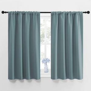 NICETOWN Greyish Blue Blackout Curtains Panels for Window, Thermal Insulated Rod Pocket Blackout Drapes/Draperies for Living Room (2 Panels, W42 x L48 inches)