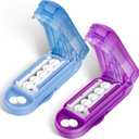 DUBSTAR 2PCS Pill Cutter Splitter for Small and Tiny Pills, Multiple Pill Cutters for Small or Large Pills, Adjustable Pill Splitter with Centering Device and Blade Guard (Purple+Blue)