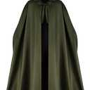 Women Renaissance Hooded Cape with Arm Holes Medieval Cloak Hooded Cape for Halloween Costume Cosplay (Green)