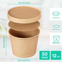 JOLLY PARTY 50pack 12oz Paper Soup Containers with Lids, Disposable Paper Food Cups, Ice Cream Cups, Food Storage with Lids, Microwavable and freezer safe, Suitable for Christmas Thanksgiving (Brown)