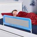 Dream On Me Adjustable Mesh Bed Rail, Two Height Levels, Ready To Use, Compatible with Adult Twin Size Beds, All Steel construction, Equipped with Guard Gap, Durable Nylon Fabric Mesh, Blue