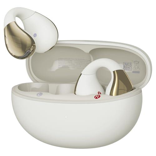 Wegear Open-Ear Earbuds, Clip-On Headphones, Open-Ring Comfort Wireless Bluetooth Earbuds, Dual Connection, 30H Playtime, Comfortable for Workouts and Daily Use, White