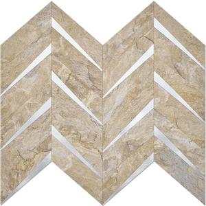 DICOFUN 10-Sheet Sandstone Look Herringbone Peel and Stick Backsplash for Kitchen, PVC Mixed Metal Gold Chevron Stick on Backsplash Wall Tiles