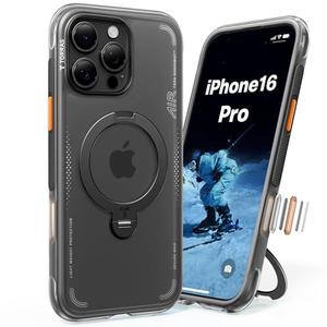 TORRAS Ostand Q3 Air for iPhone 16 Pro Case 6.3'' with Real Airbags, Fit for MagSafe, 360 Magnetic Stand, Camera Control Button, Mil-Grade Protection, Shockproof & Stylish Case for iPhone 16 Pro,Black