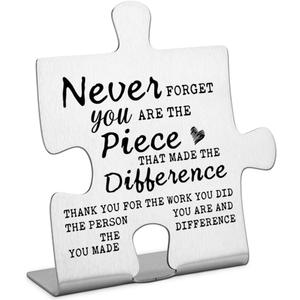 Thank you Appreciation gifts for Mentor Teacher Nurse, Going Away Gift Retirement Gift for Coworker Boss, Never forget you are the Piece that Made the Difference, Funny Office Desk Decor