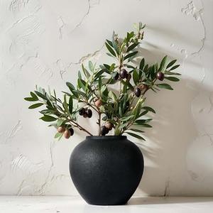 8.3 Matte Black Ceramic Vase Modern Rustic Decorative Vase for Pampas Grass, Flowers & Greenery Small Round Table Centerpiece for Living Room, Entryway, Shelf Decor