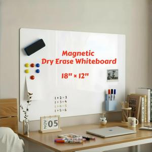 Magnetic Dry Erase Whiteboard 18"x12" - Self-Adhesive Flexible Wall Board Kit with 11 Markers, 6 Magnets, Magnetic Eraser & Holder - Ultra Smooth Writing,Effortless Clean for Office, Home, Business