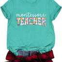 Teacher Shirts for Women Teacher Gifts Short Sleeve Shirts Graphic Tees Summer Tops 2025, Size M