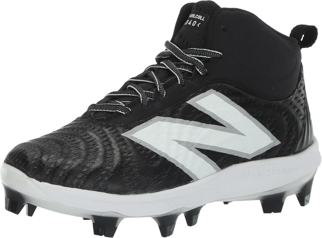 New Balance Men's FuelCell 4040 V7 Mid-Molded Baseball Shoe (10.5, Black/Optic White)