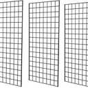 Grid Wall Commercial Grade Gridwall Panels Heavy Duty Grid Panel for Any Retail Display Wall Grid 2' Width x 4' Height, Black (Pack of 3)