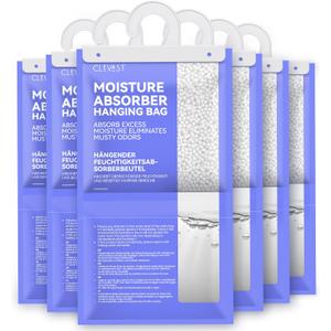 CLEVAST Moisture Absorbers Packets - 15.2 OZ, 6 Pack Large Dehumidifier Bags for Closet, Hanging Humidity Absorber in Wardrobes, Bedrooms, Bathrooms - Unscented