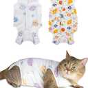 ANWA 2 Pack Cat Recovery Suit - Breathable Cat Onesie for Cats After Surgery Female, Kitten Surgery Recovery Suit Female Abdominal Wounds M