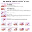French Tip Press On Nails - BTArtbox White Almond Medium Reusable Stick On Nails in 15 Sizes - 30 Soft Gel Fake Nail Kit for Women Gift, Classic