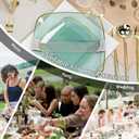 64 Pack Green Plastic Plates, Square Disposable Plate With Gold Rim Heavy Duty Party Dishes 32 Dinner Plates and 32 Dessert/Salad Plates For Wedding, Birthday