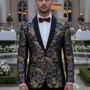 COOFANDY Men's Floral Tuxedo Jacket Luxury Embroidered Stylish Suit Blazer Jacket for Wedding Party Dinner (Large, Butterfly-black)