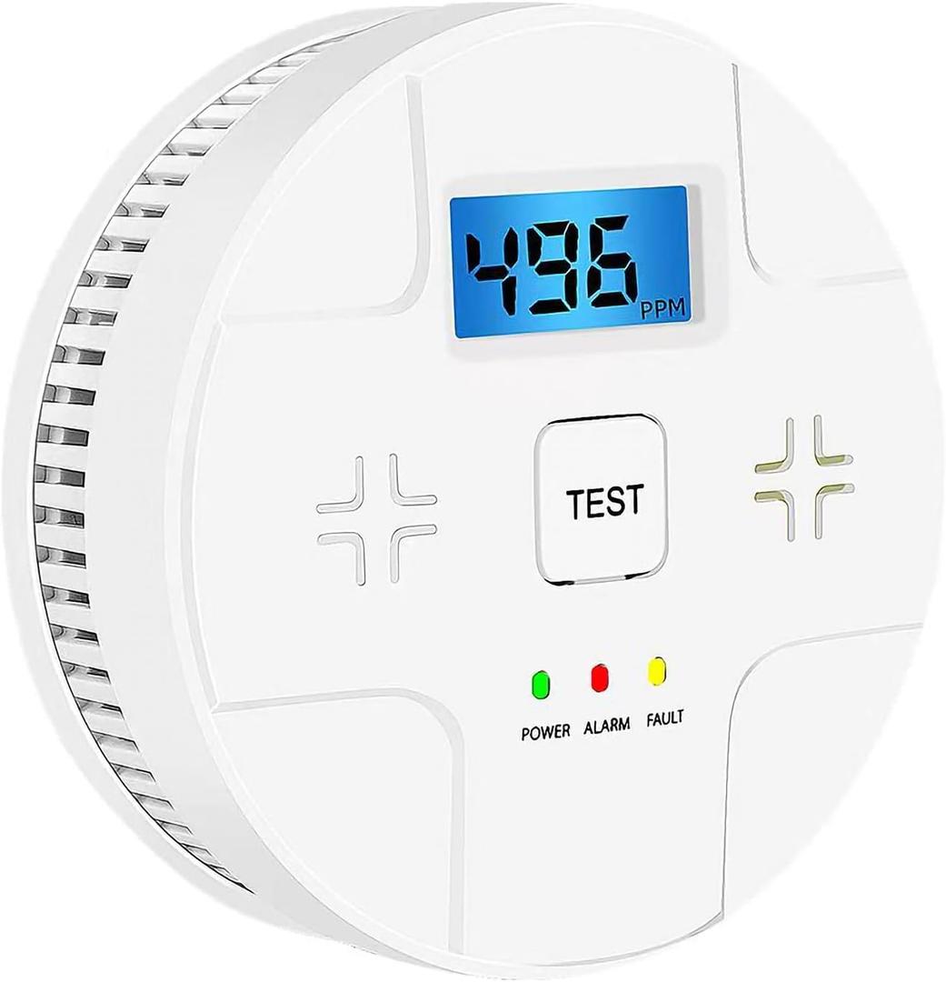 Combination Smoke Carbon Monoxide Alarm Detector Powered by Battery, Dual Alarm Sensor of Smoke and CO, Easy to Install