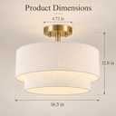 White Semi Flush Mount Ceiling Light, 16.5'' Drum Ceiling Light Fixture
