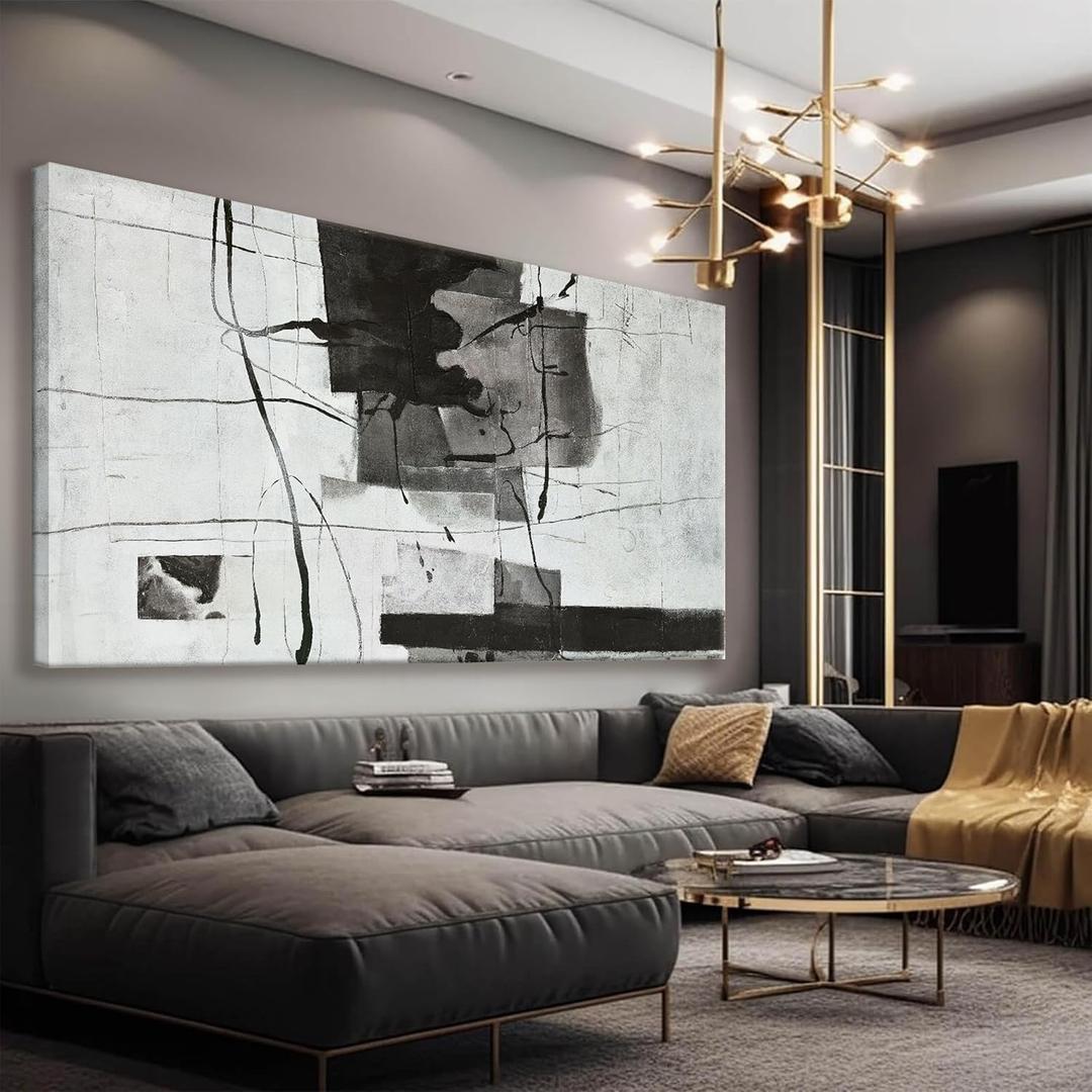 Suconvng Large Abstract Wall Art For Living Room Prints Artwork Abstract Canvas Art Wall Decor Black And White Wall Art Modern Painting For Hotel Office Home Artwork29x58 Inch (58L" x 29W")
