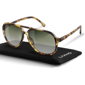 livho Trendy Polarized Aviator Sunglasses Women Men, Retro Sun Glasses for Women Men 2025, Oversized UV Protection Shades (Olive Tortoise/Gradient Green)