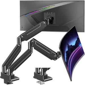 MOUNT PRO Dual Monitor Stand for Max 49 Inch Ultrawide Screens up to 44 lbs, Heavy Duty Monitor Arm for 2 Monitors, Premium Full Motion Double Computer Desk Mount, VESA Mount 75x75/100x100mm