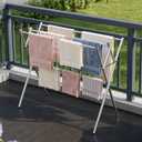 Small Drying Rack for Clothes, Compact 4 Drying Poles Foldable Laundry Rack, Stainless Steel Portable Clothes Airer for Towels, Baby Clothes, Bibs & Swimsuits, for Balcony & Laundry Room Use, Silver
