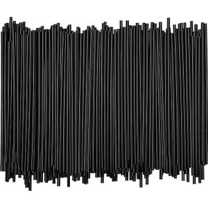 Plastic Coffee Stirrers | Plastic Straws - 5 Inch Coffee Stir Sticks | Cocktail Straws | Disposable Stir Sticks | Disposable Drinking Straws For Coffee & Cocktail (Black, 1000)